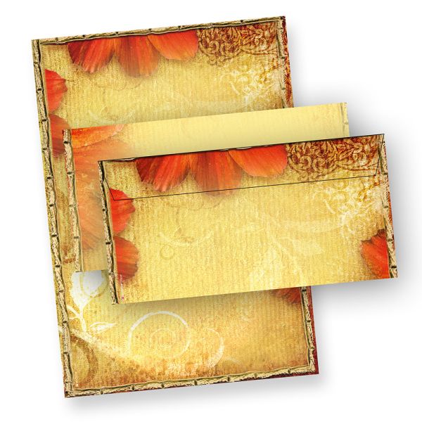 Briefpapier Blumen (25 Sets inkl. Kuverts)