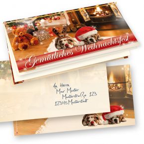Weihnachtskarten Drollige Hunde