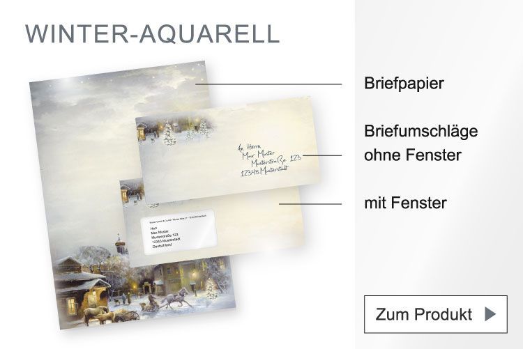 Briefpapier Winter-Aquarell 2017