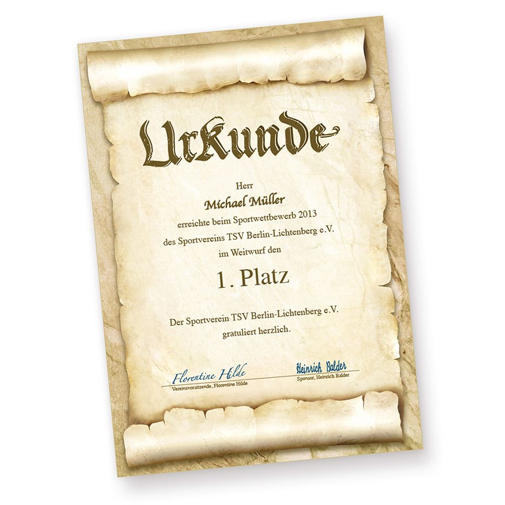 NEU! Urkundenpapier blanko 10 Blatt Urkunde