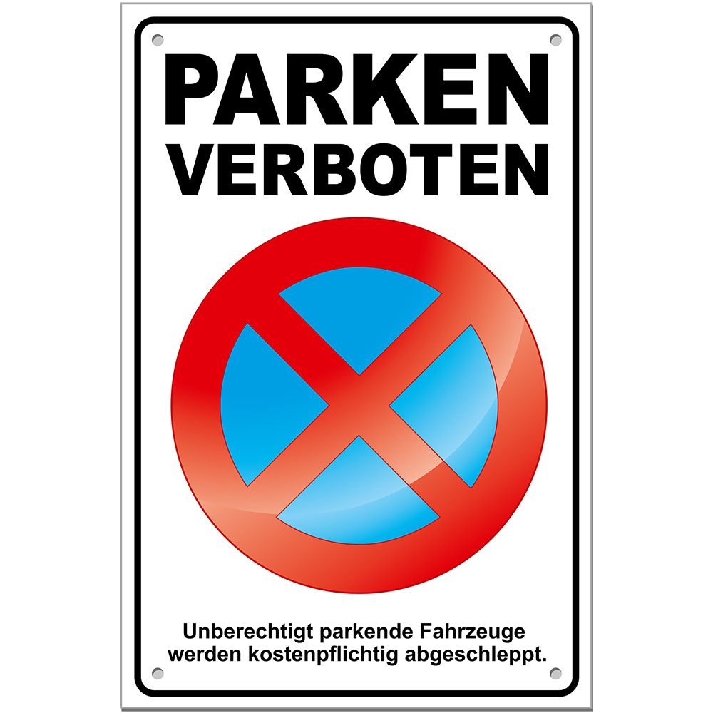 2 Parkverbotsschilder kaufen Parken verboten MIT LÖCHER ...