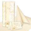 Tischdeko Set Hochzeit (64 Gäste) Hochzeitsdeko creme Komplett-Set - fein abgstimmt mit Menükarten, Tischkarten, Tischläufer, Servietten etc.