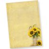 Briefpapier Sonnenblumen (50 Stück) beidseitig wunderschön bedrucktes A4 Motiv-Papier mit einer Vase mit sonnigem Sommermotiv