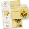 Schönes Briefpapier Set Sonnenblumen, 25 Sets, Hochwertiges Motivpapier mit Umschläge