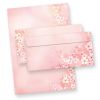 Briefpapier mit Umschlag Set Frühling Kirschblüten 100 Sets Papier DIN A4 beidseitig floral Natur nachhaltig für Frauen Erwachsene Brief Set