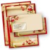 Weihnachtsbriefpapier Set SANTA CLAUS beidseitig (25 Sets mit Fenster) Briefpapier mit Weihnachtsliedern auf der Rückseite für Weihnachten