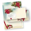 Briefpapier Weihnachten Set ROTE SCHLEIFE (25 Sets mit Fenster) Weihnachtsbriefpapier mit Umschlag