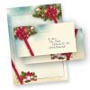 Briefpapier Weihnachten Set ROTE SCHLEIFE (500 Sets ohne Fenster) Weihnachtsbriefpapier mit Umschlag