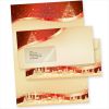 ROT GOLD 250 Sets Weihnachtsbriefpapier mit Fensterumschlägen, Weihnachtspapier A4 geschäftlich