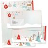 Joulujuhla 100 Sets Weihnachtsbriefpapier mit Fensterumschlag, Briefpapier Weihnachten A4  mit Umschlag mit Fenster