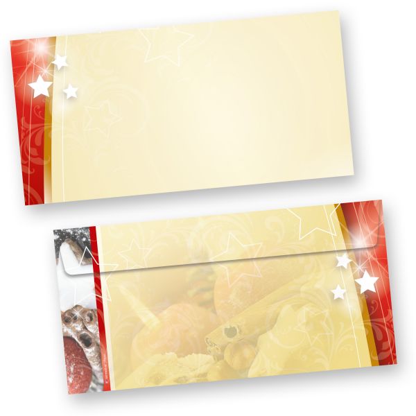 Weihnachten Kuverts (250 Stück ohne Fenster) lecker  Lebkuchen, beidseitig farbig, für tolle Weihnachtspost