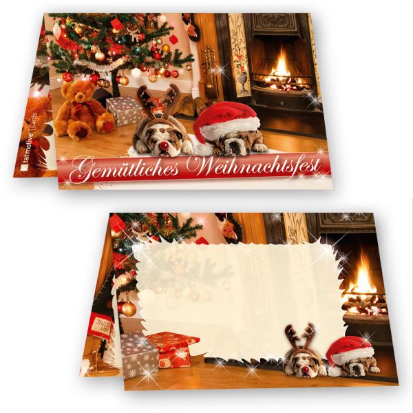 Geschenkanhänger Weihnachten Drollige Hunde (50 Stück) wunderschön mit drolligen Weihnachtshunden, auch als Tischkarten oder Flaschenanhänger verwendbar