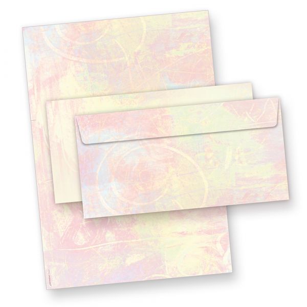 Briefpapier mit Umschlag Pastell 25 Sets beidseitig Briefpapier Set DIN A4 bunt Erwachsene Aquarell vintage farbig