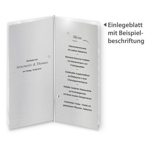 Blätter für Menü Silber (20 Blatt) nur Einlegeblätter zum Nachbestellen