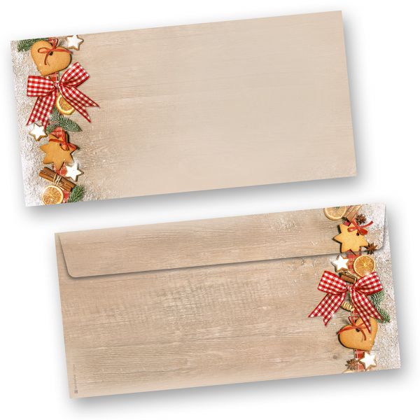 Briefumschläge Weihnachten LANDIDYLLE (50 Stück ohne Fenster) Din lang ohne Fenster Umschläge für Weihnachten selbstklebend haftklebend