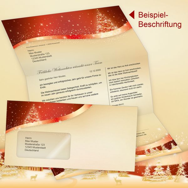 Weihnachtsbriefpapier Rot Golden Briefpapier Weihnachten Geschaftlich Fur Firmen Ebay