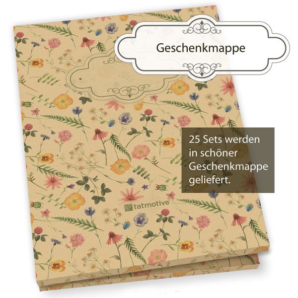 Flora-Natura Briefpapier Set Vintage Blumen 10 Sets DIN A4 90 g/qm inkl nachhaltig gedruckt florale Briefumschläge