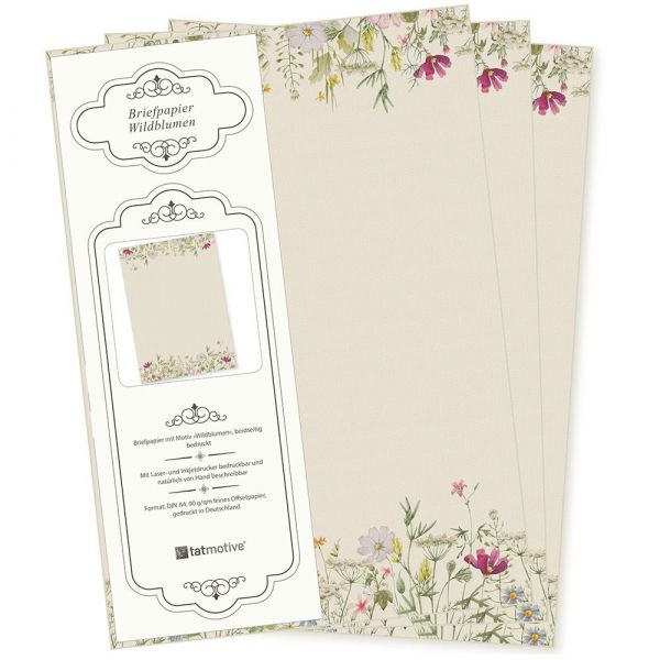 Wildblumen Briefpapier 1000 Blatt Papier DIN A4 beidseitig floral Natur nachhaltig für Frauen Schreibpapier Erwachsene