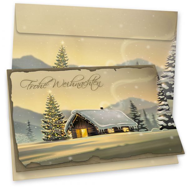 15 Weihnachtskarten mit Umschlag Set Grußkarten Weihnachten Tannenbaum