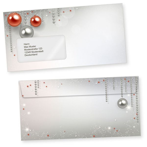 Gala Design 500 Weihnachts-Briefumschläge Din lang mit Fenster Umschläge für Weihnachten selbstklebend haftklebend