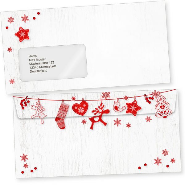 Julfest 250 Weihnachtsbriefumschläge Din lang mit Fenster Briefumschläge Weihnachten mit Fensterumschlag nordisch, schwedisch