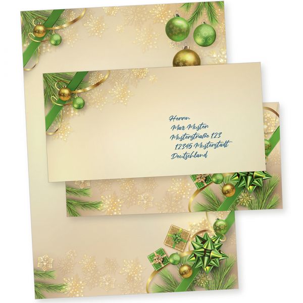 Chalet Noel 500 Sets Weihnachtsbriefpapier mit Umschlag ohne Fenster Weihnachtspapier A4 Briefpapier Weihnachten