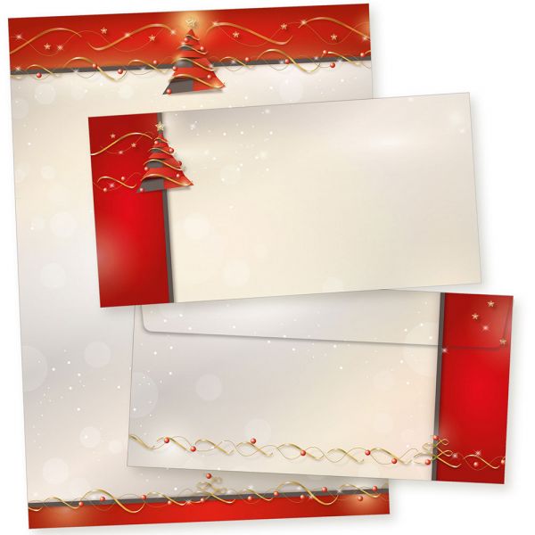 Avantgarde 25 Sets Weihnachtsbriefpapier mit Umschlag ohne Fenster Weihnachtspapier A4 Briefpapier Weihnachten