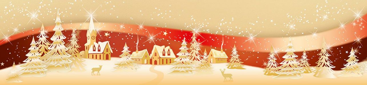 Weihnachtsbanner mit goldenem Winterdorf