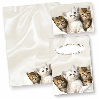 Katzen Briefpapier (50 Blatt) Motivpapier A4 90g inkl. 3 Postkarten + Schreibblock