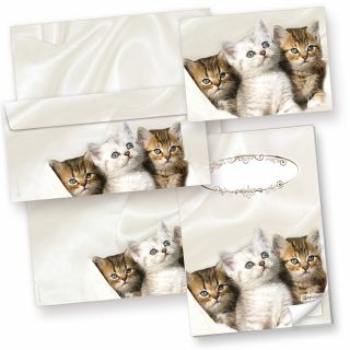 Briefpapier Katze mit Umschlag (25 Sets) inkl. 3 Postkarten + Schreibblock