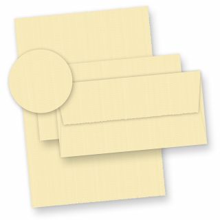 Hochwertiges Büttenpapier Set wildgerippt elfenbein (24-tlg) -> 14 Bütten Briefpapier A4 mit 10 Bütten Umschläge chamois
