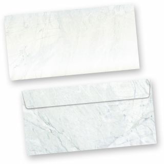 50 Briefumschläge Motiv Marmor schwarz weiß grau DIN lang ohne Fenster Kuvert 