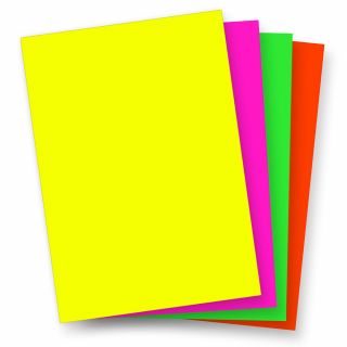 Neonpapier NEON MIX 4 x 15 Blatt = 60 Blatt Gelb Pink Grün Rot, Leuchtpapier Party Deko Bastel Papier