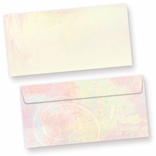 Briefumschläge Pastell (50 Stück) DIN lang Umschlag farbig bunt, beidseitig mit pastellfarbenem Motiv