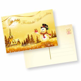 Postkarten Weihnachten Schneemann (10 Stück) lustig originell mit schöner Winterlandschaft