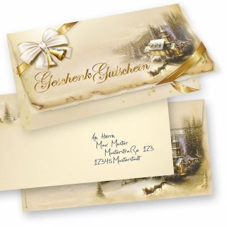 Geschenkgutscheine Weihnachten Winteridylle 10 Sets Gutscheine Weihnachten Klappkarten mit Umschlag