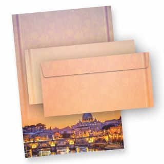 Briefpapier Petersdom Rom (25 Sets inkl. Kuverts) beidseitig wunderschön bedrucktes A4 Schreibpapier mit dem Sankt Peter im Vatikan in Rom, inkl. passender Briefumschläge