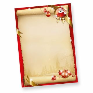 Santa Claus Briefpapier Weihnachten (50 Blatt) Weihnachtsbriefpapier A4 mit Weihnachtsmann