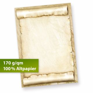 Briefpapier Urkundenpapier blanko (10 Blatt) 170 g/qm A4 Pergamentrolle als Briefe, Zertifikate und Urkunde, für Firma Geburtstag, Hochzeit, Verein uvm.