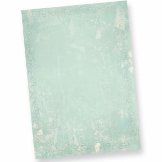 Briefpapier Türkis Grün marmoriert (20 Blatt) Vintage-Retro Beidseitig DIN A4 297 x 210 mm 90 g/qm