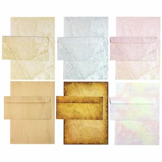 Briefpapier Set - Mix Strukturpapier - 6 verschiedene Motive je 5 Briefpapiere und je 5 passende Briefumschläge