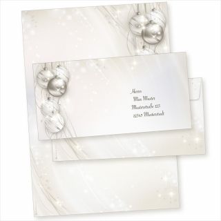 ELEGANCE 10 Sets Weihnachtsbriefpapier mit Umschlag ohne Fenster, Briefpapier Weihnachten A4