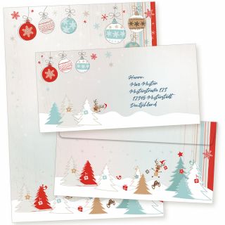 Joulujuhla 10 Sets Weihnachtsbriefpapier mit Umschlag ohne Fenster Weihnachtspapier A4 Briefpapier Weihnachten