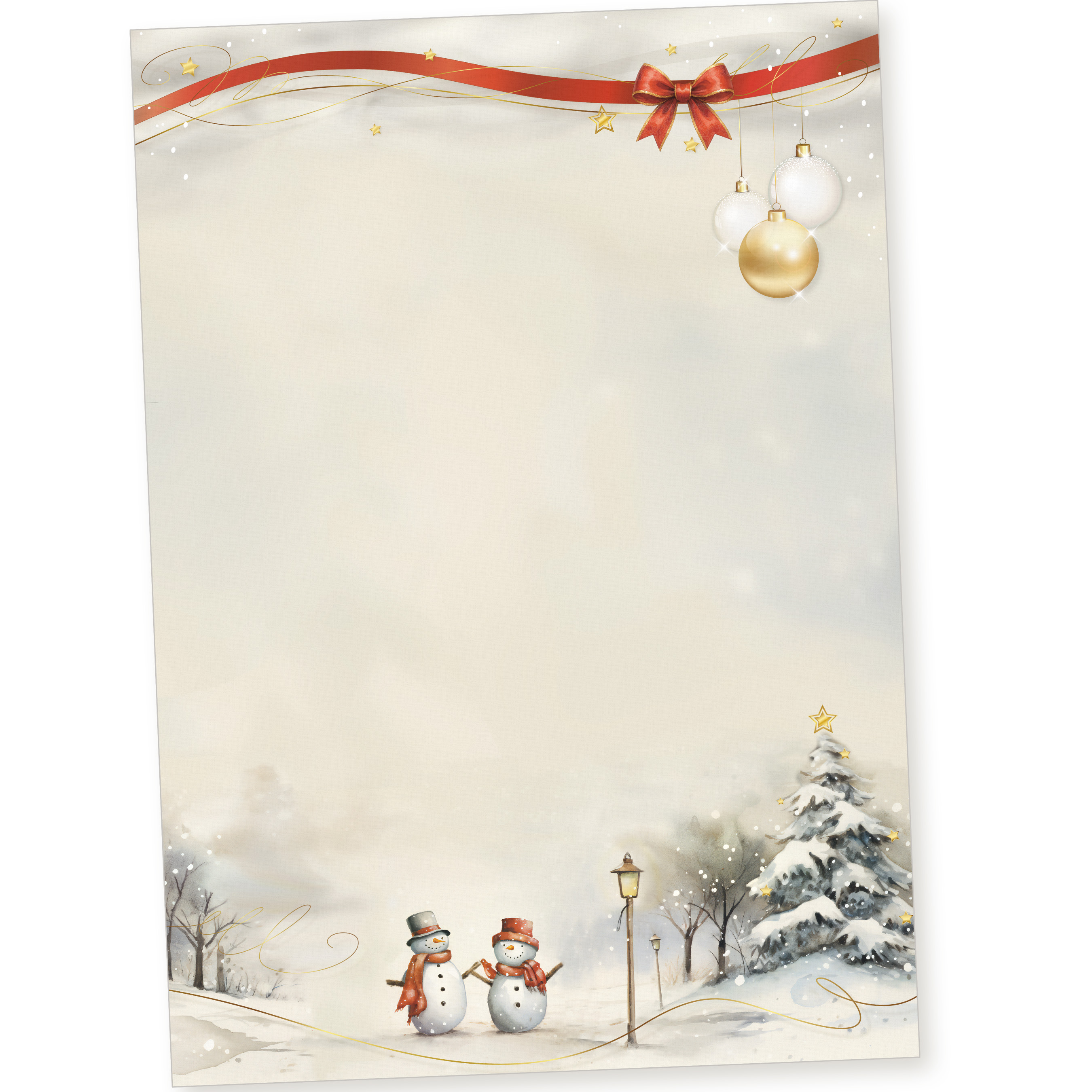 Snöfest 50 Blatt Briefpapier Weihnachten A4, Weihnachtsbriefpapier