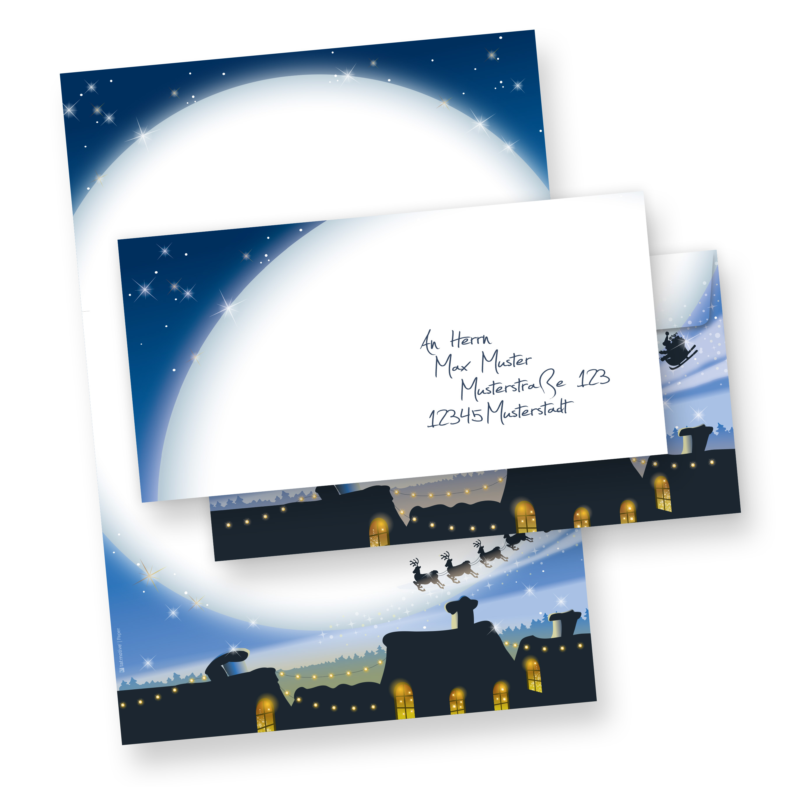 Briefpapier Weihnachten Mit Umschlage Blau Geschaftlich 100 Sets