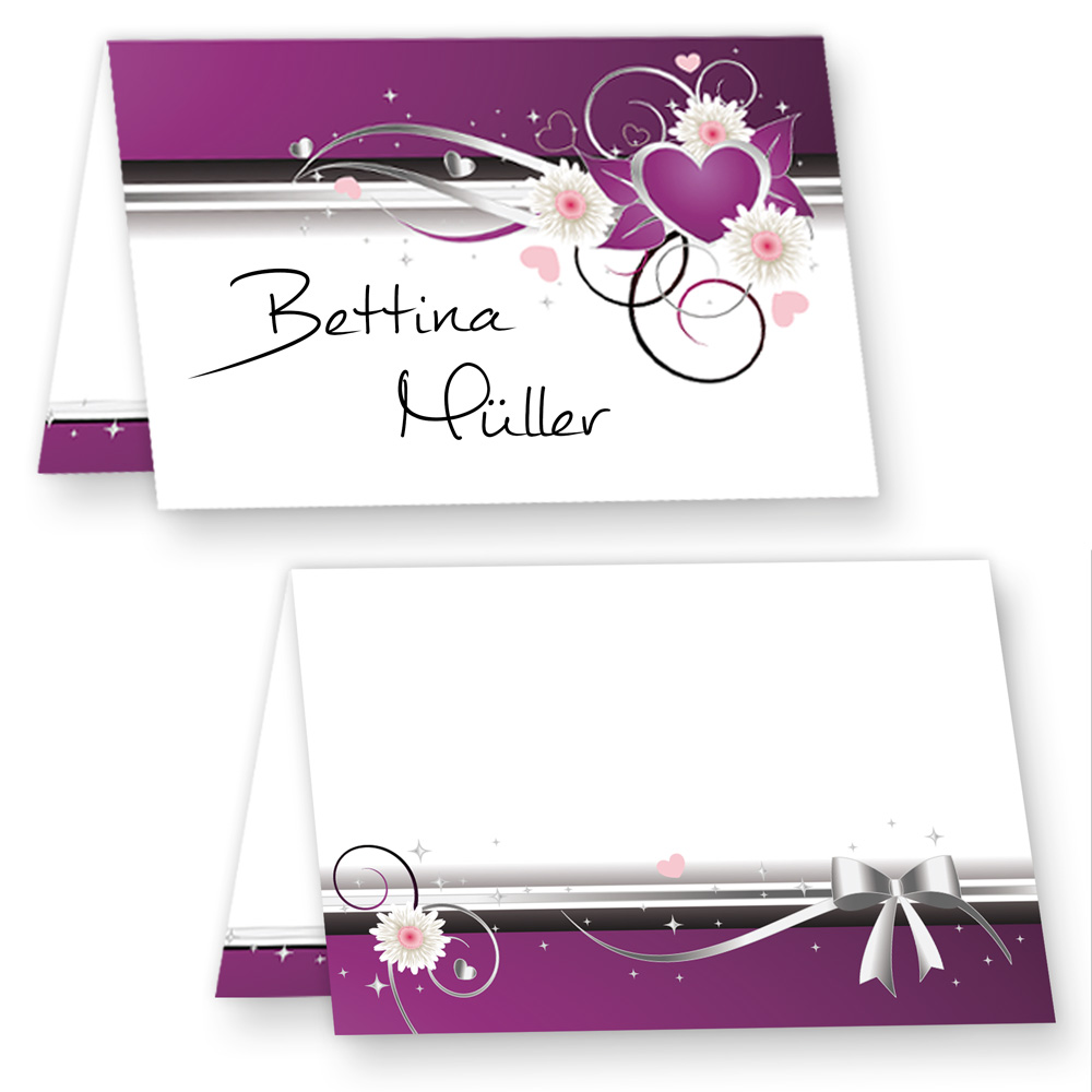 Zur Hochzeit Einladungskarte Dankeskarte Menükarte Tischkarte in lila 