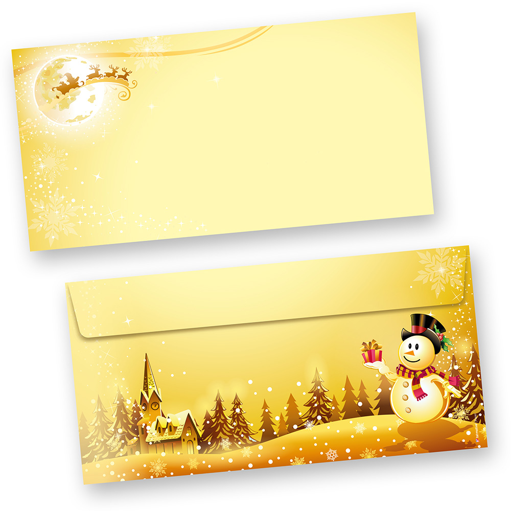 20 Briefumschläge Motiv gelbe Weihnachtssterne DL oF Weihnachten Christmas gold 