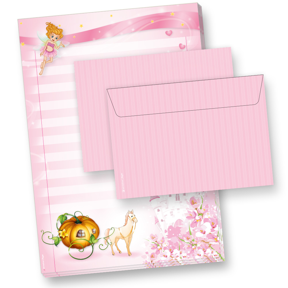 25 Briefumschläge DIN lang Briefpapierset pink 25 Blatt Briefpapier