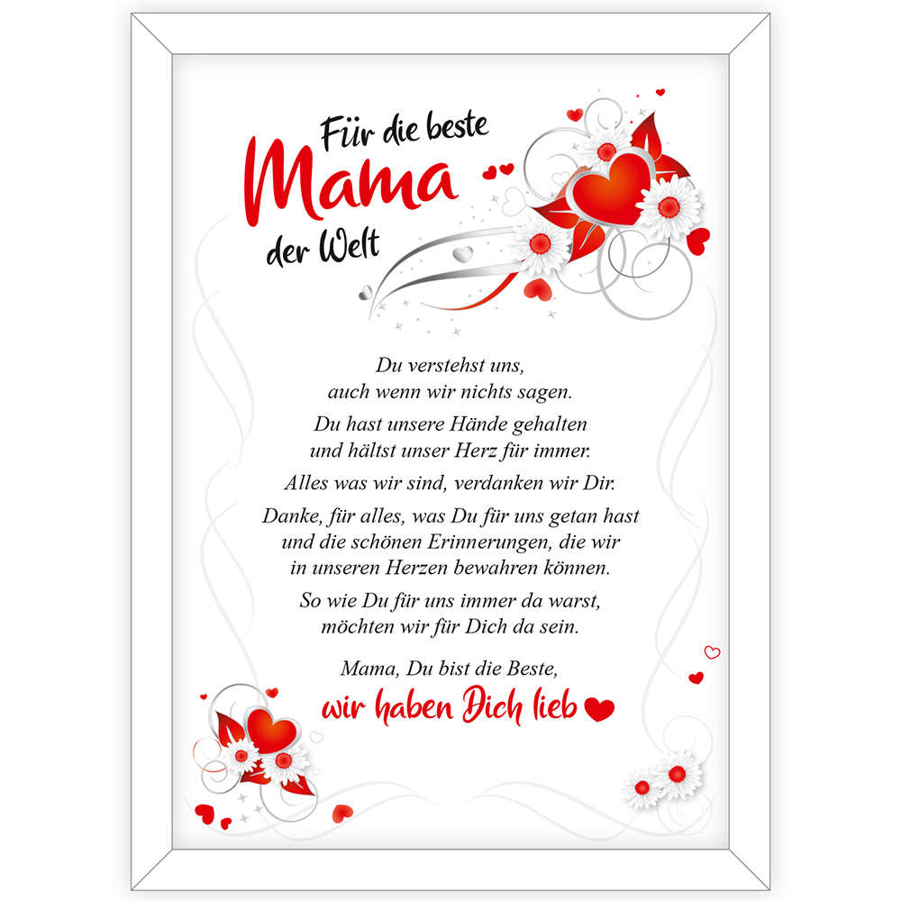 Hochwertiger Bilderrahmen mit wunderschönem Text für die "Beste Mama d...