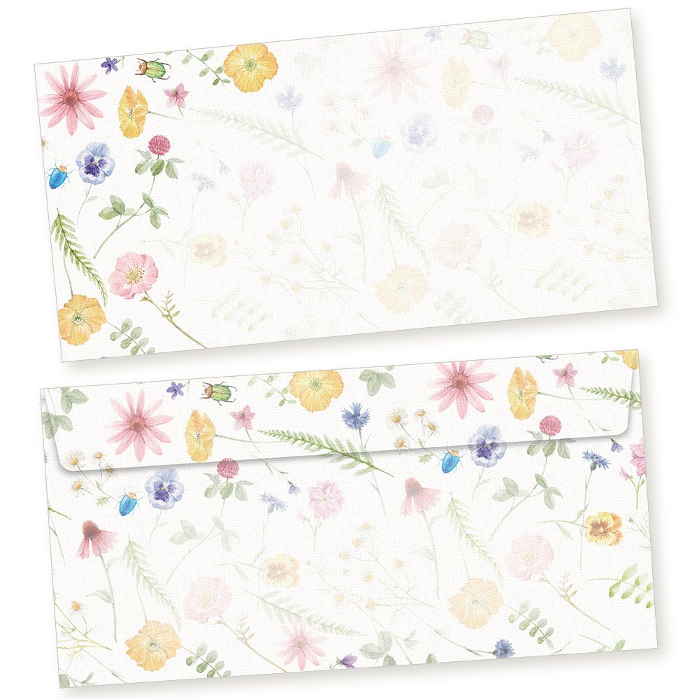 Flora-Natura Briefpapier Set Vintage Blumen 10 Sets DIN A4 90 g/qm inkl nachhaltig gedruckt florale Briefumschläge